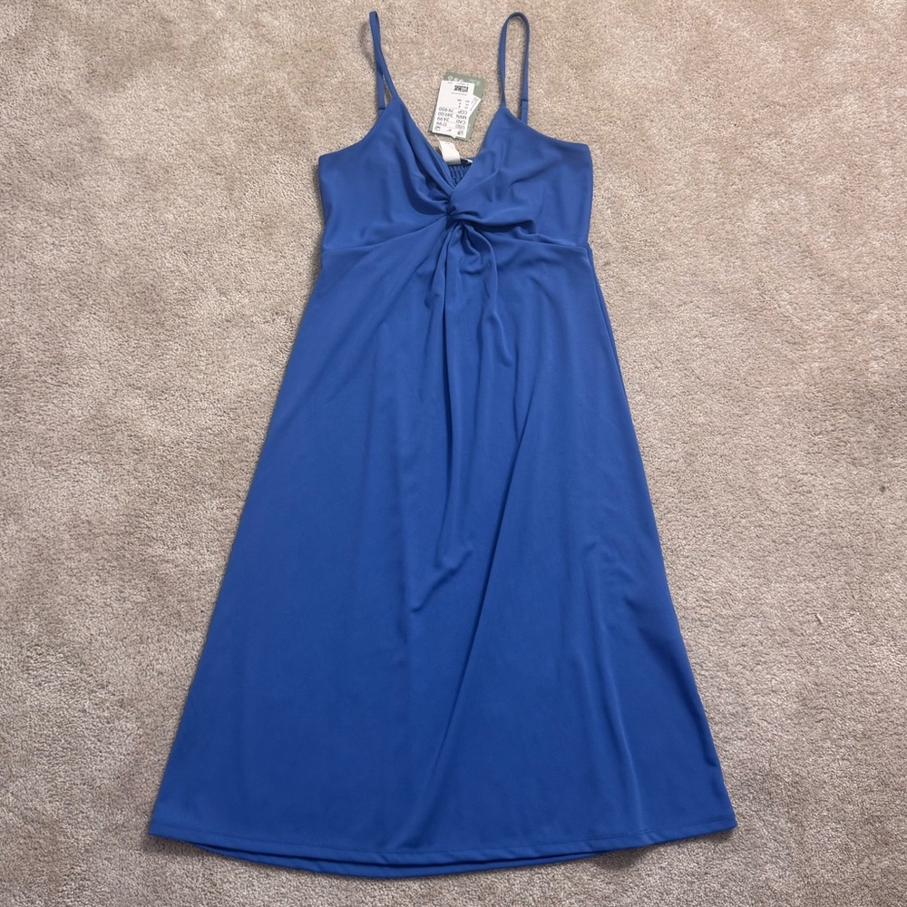 H&M Twist Detail Blue Midi Dress Size S